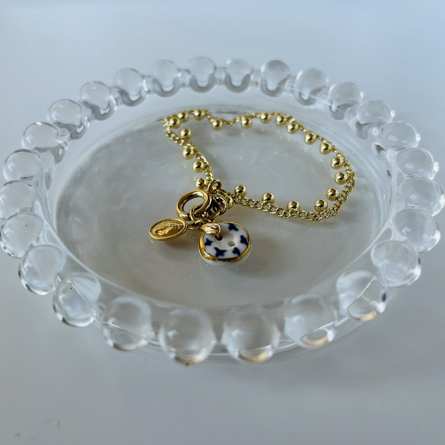 Pulsera porcelana cadena bolitas #10