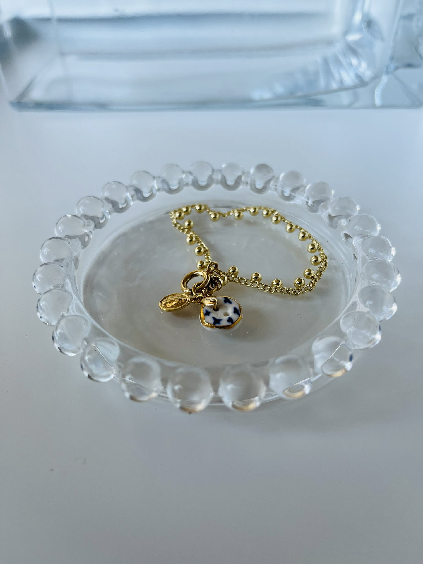 Pulsera porcelana cadena bolitas #10