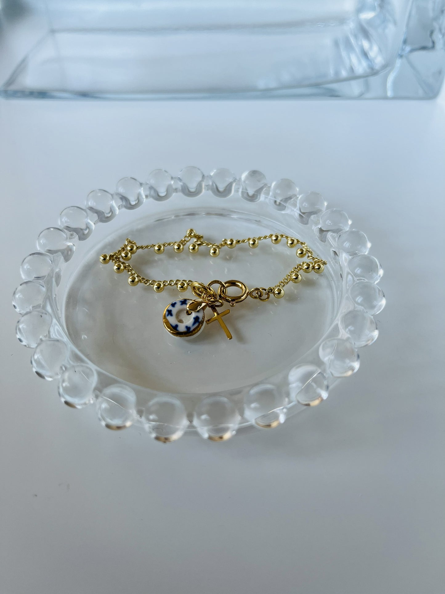 Pulsera porcelana cadena bolitas #12